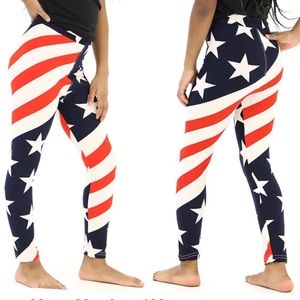 NEW Girls 4th July American Flag Star Leggings